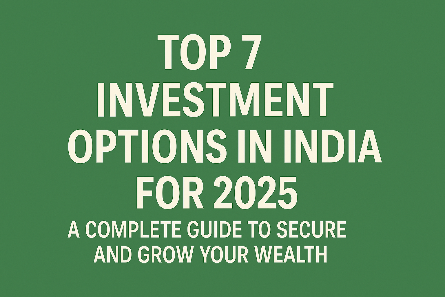 Top 7 Investment Options in India for 2025: A Complete Guide to Secure and Grow Your Wealth